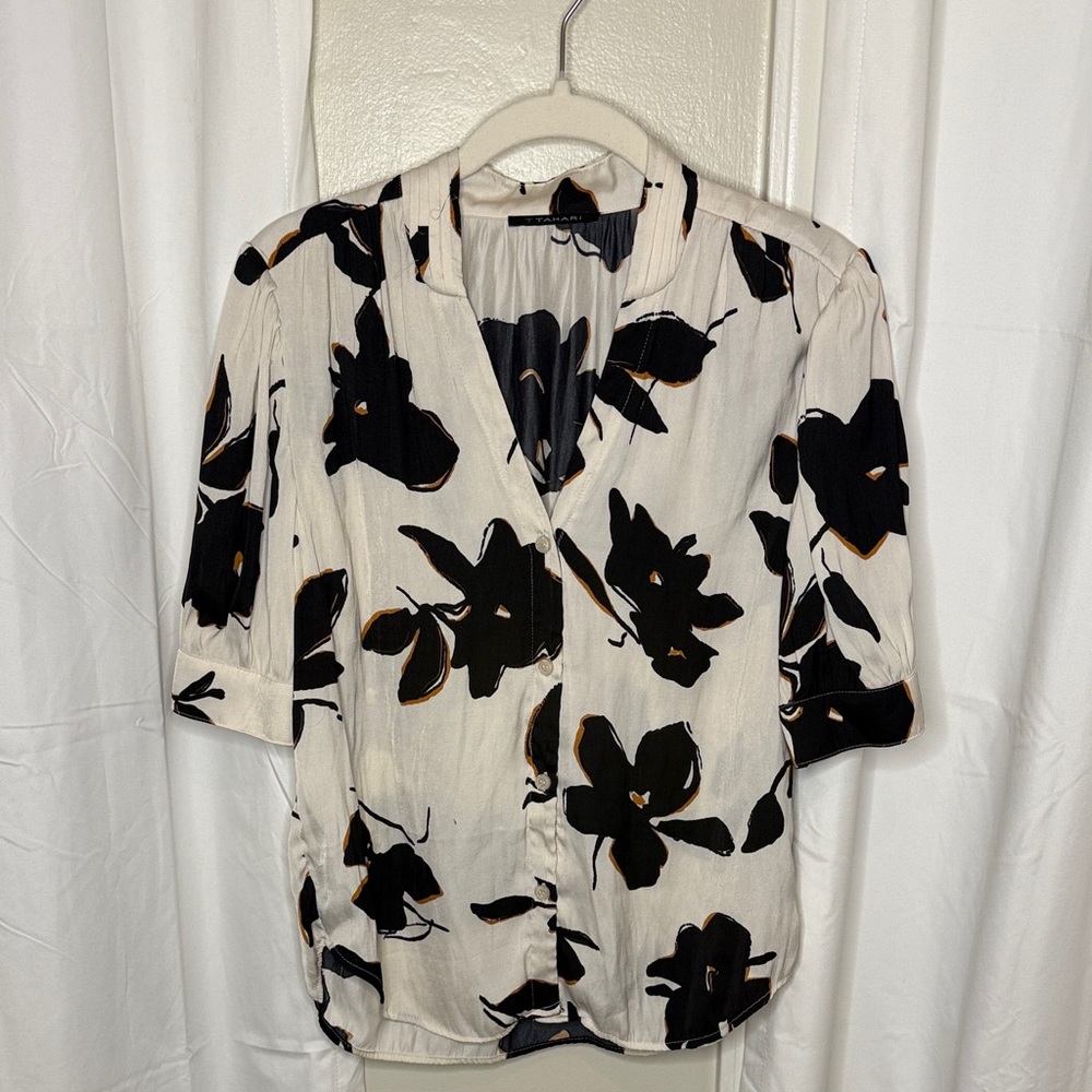 Floral Black and White Women's Top